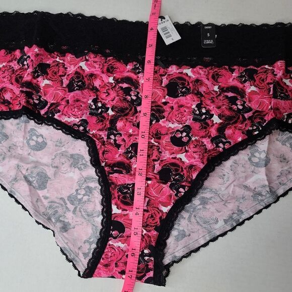 5X 28W Torrid Wide Lace Trim Cheeky Panty Pink Rose Skull Cotton Blend Knit Plus - Picture 6 of 7